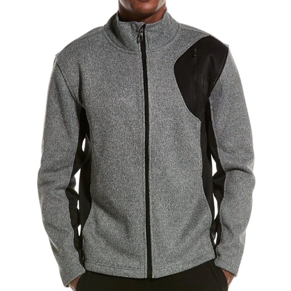 Spyder Raider Jacket Light Gray Black Colorblock Size L Pockets Zip Pocket Logo